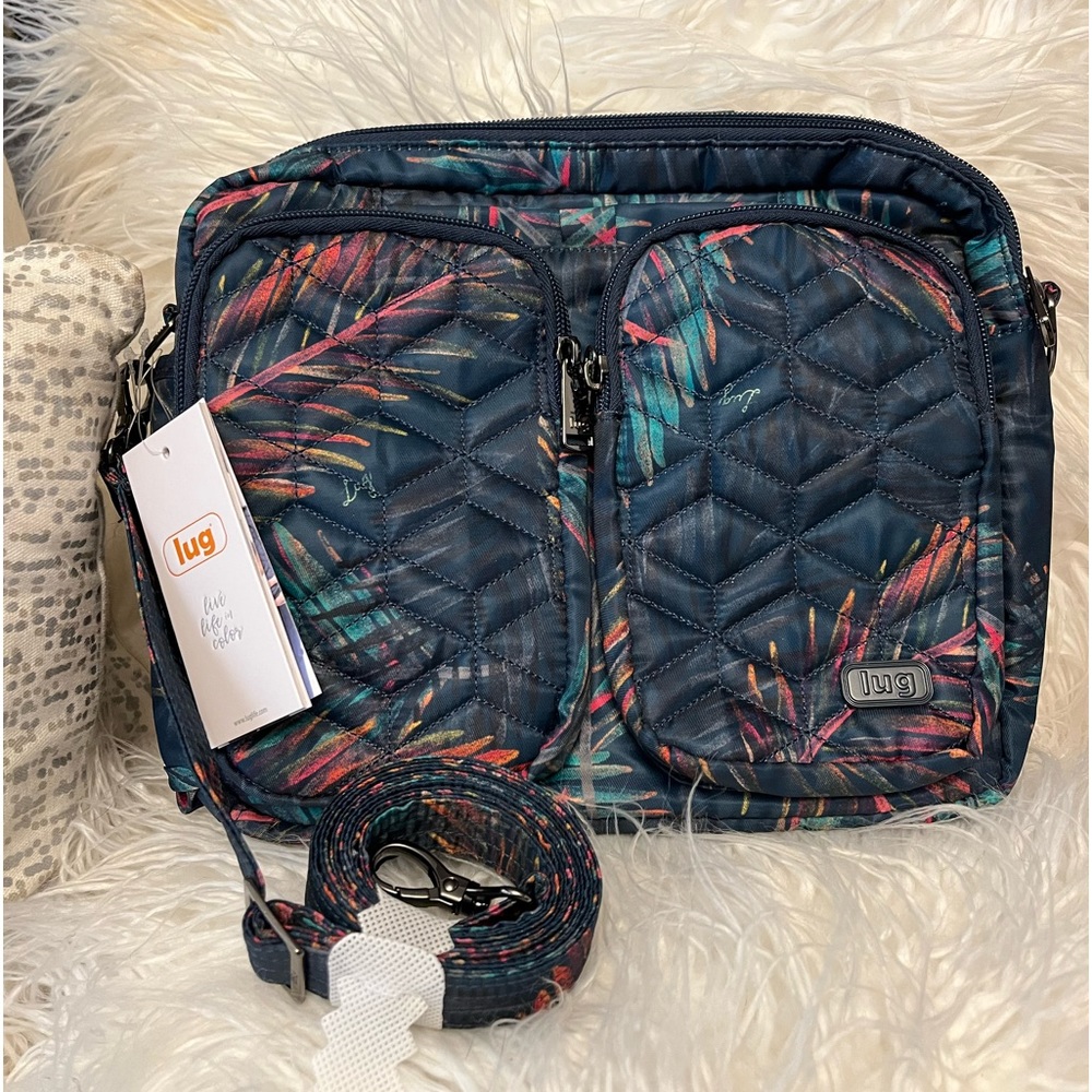 Lug Navigator top handle Crossbody east west bag in tropical multi